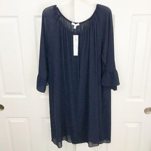 Brand New Ruffle Sleeve Navy Blue Shift Dress